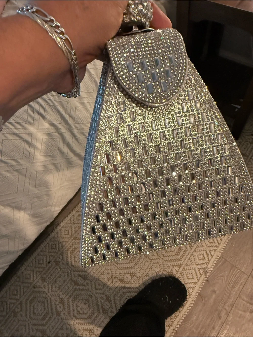 Silver Crystal Pyramid Evening Bag